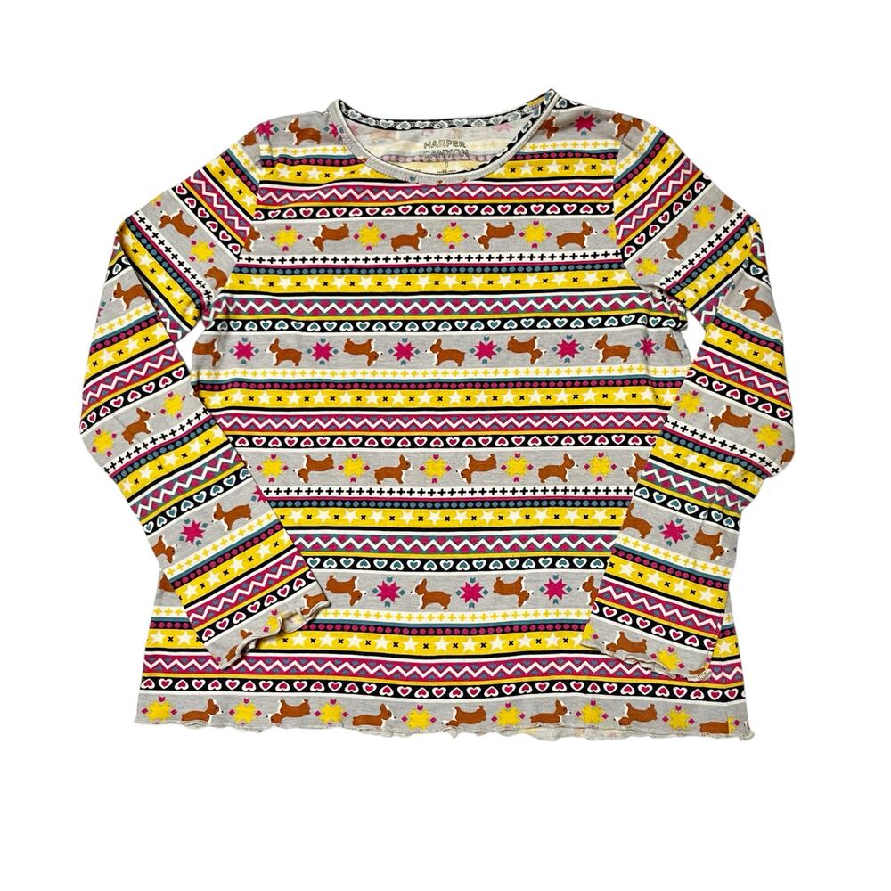 Harper Canyon Corgi Fair Isle Shirt Size 8